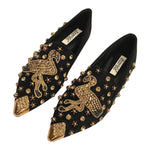 Pointed Tide Versatile Rhinestone Rivet Shallow Flat Sole Single Shoes