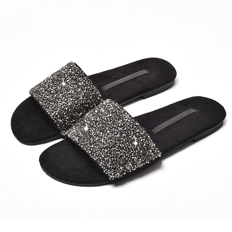 Belifi Rhinestone Flat Fashion Slippers