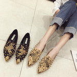 Pointed Tide Versatile Rhinestone Rivet Shallow Flat Sole Single Shoes