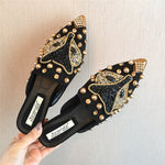 Joker Rhinestone Pointed Flat-bottomedSlippers