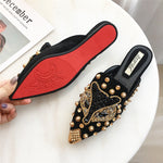 Joker Rhinestone Pointed Flat-bottomedSlippers