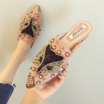 Joker Rhinestone Pointed Flat-bottomedSlippers