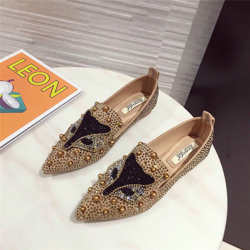 Rhinestone Rivet Flat Pointed JokerFashion Shoes