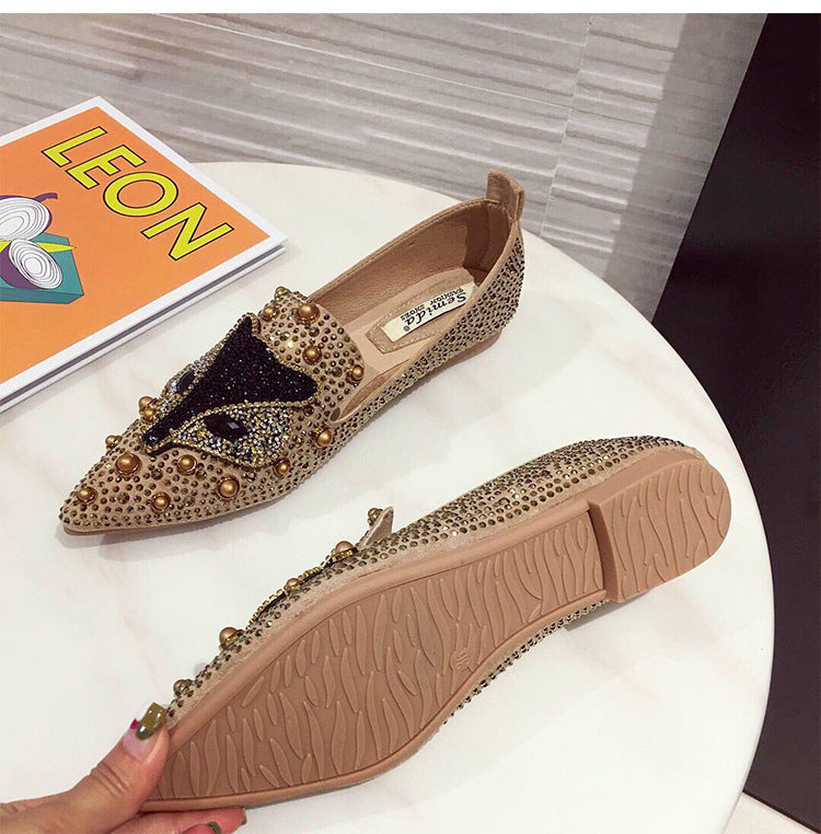 Rhinestone Rivet Flat Pointed JokerFashion Shoes