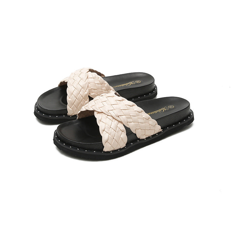 Belifi Woven Flat Comfort Slippers