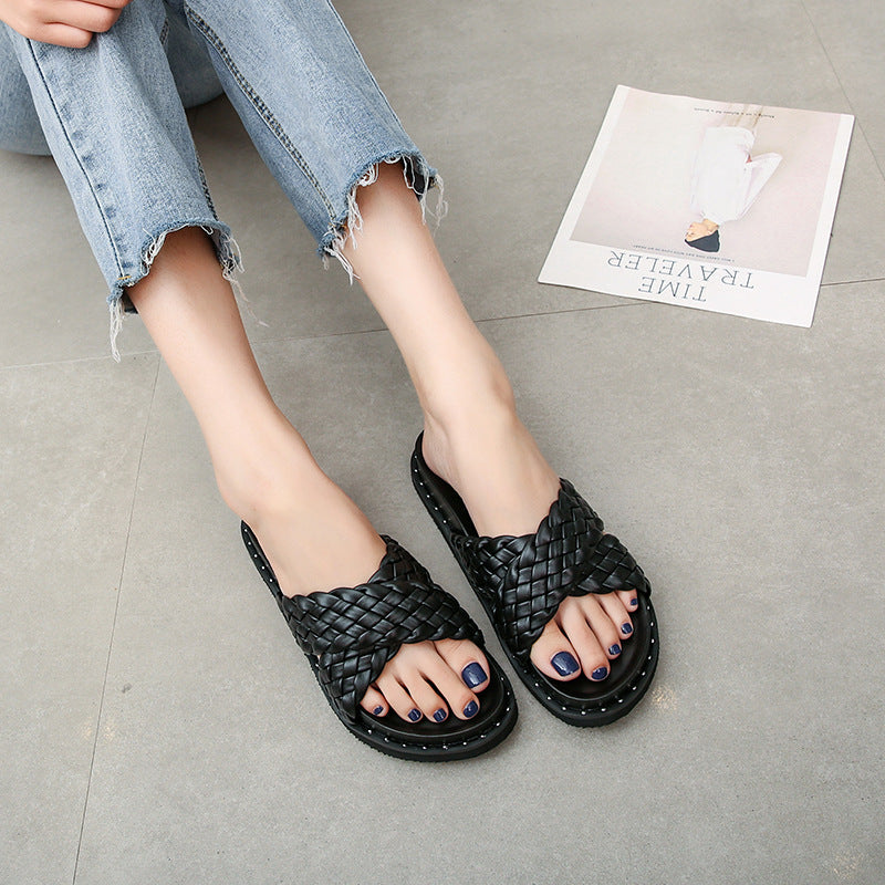 Belifi Woven Flat Comfort Slippers