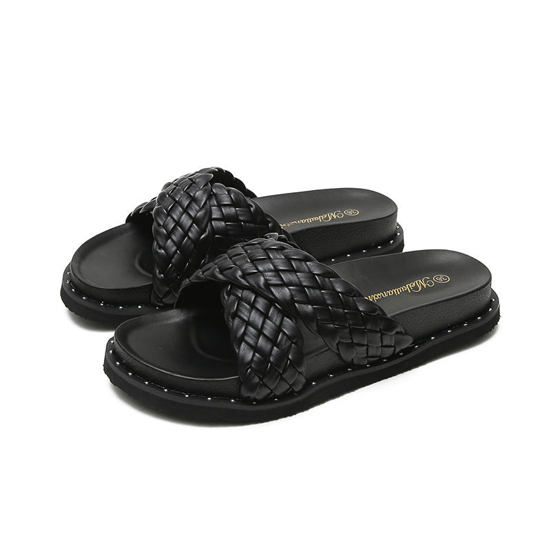 Belifi Woven Flat Comfort Slippers