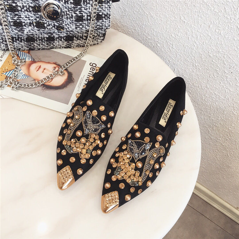 Versatile Rhinestone FlatShallow Mouth Single Shoes