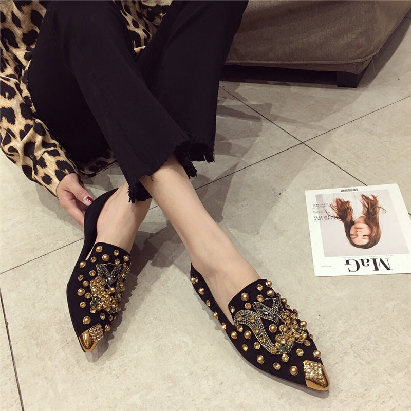 Versatile Rhinestone FlatShallow Mouth Single Shoes