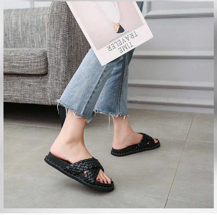 Belifi Woven Flat Comfort Slippers