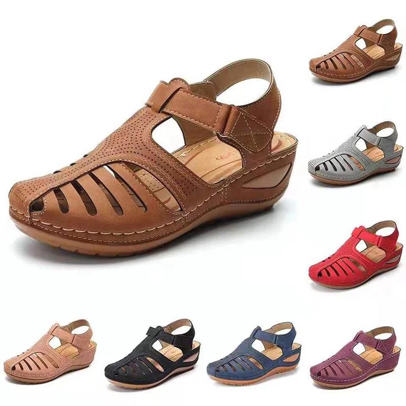 Belifi - Soft PU Leather Closed Toe Vintage Anti-Slip Sandals