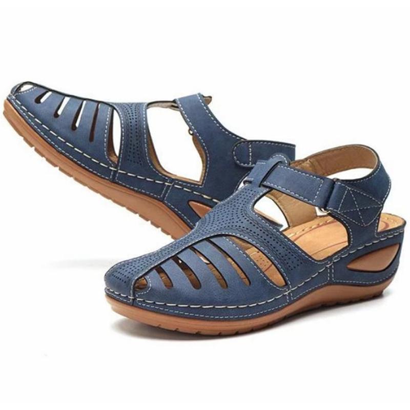 Belifi - Soft PU Leather Closed Toe Vintage Anti-Slip Sandals