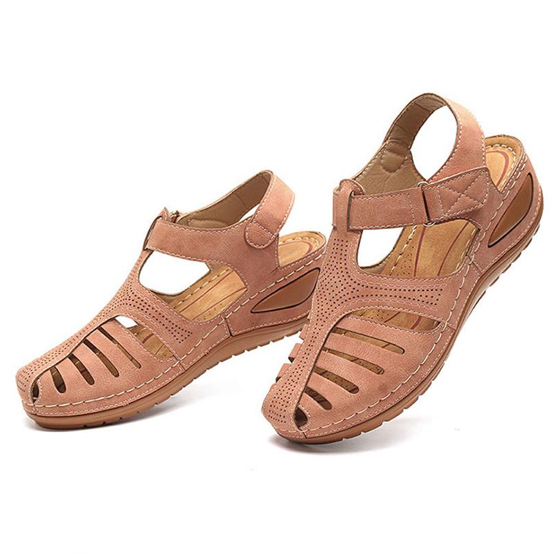 Belifi - Soft PU Leather Closed Toe Vintage Anti-Slip Sandals