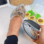 Belifi Rhinestone Flats Casual Comfort Dressy Flats For Wedding Fox Slippers CF302