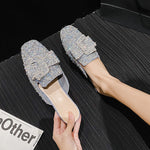 Belifi Bow Rhinestone Flat Sandals