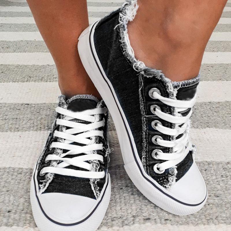 Women's Sneakers Floral Lace-up Canvas Sneakers