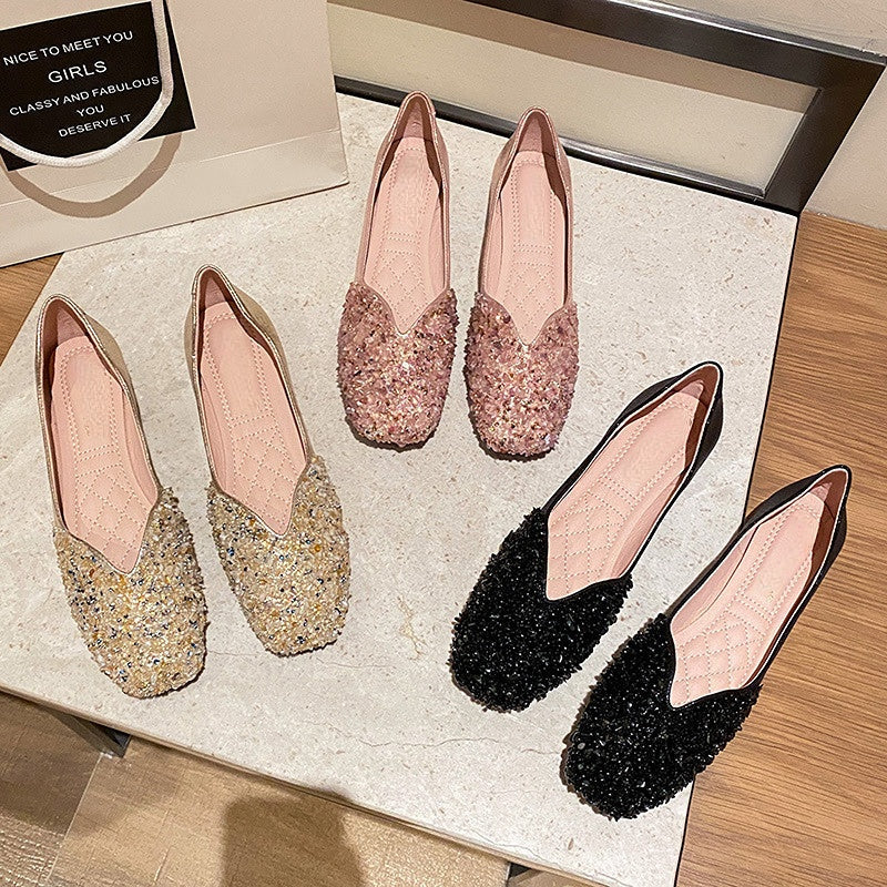 Belifi Flat Rhinestone Sequined Shoes