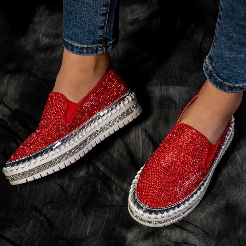 Belifi - Women Rhinestone Platform Breathable Slip-on Shoes