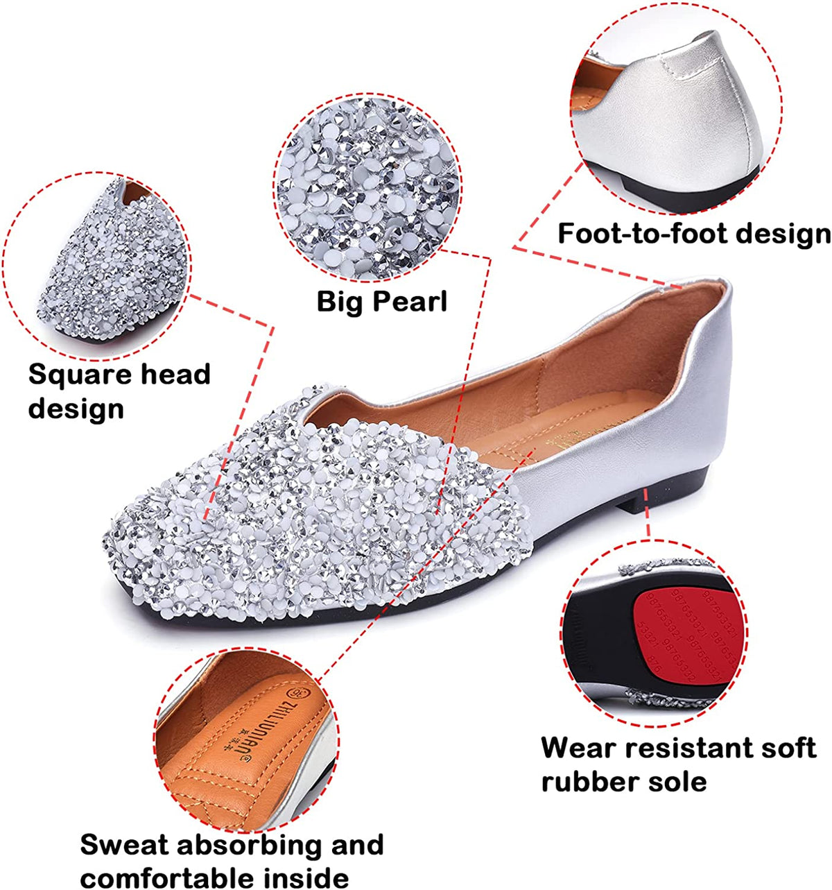 Belifi Women's Rhinestone Flats Fashion Sequin Wedding Shoes