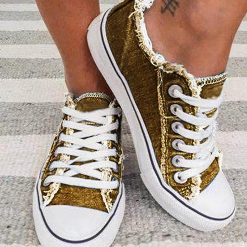 Women's Sneakers Floral Lace-up Canvas Sneakers