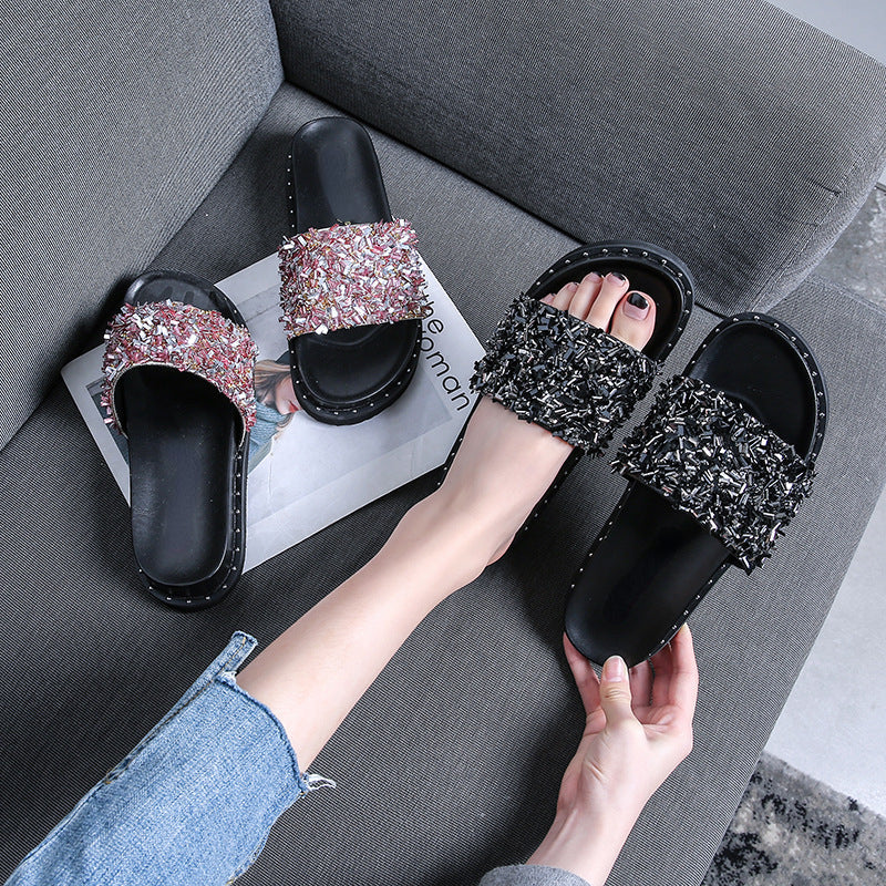 Belifi Soft Sole Non-Slip Shiny Slippers