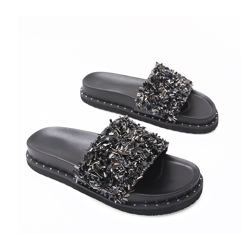 Belifi Soft Sole Non-Slip Shiny Slippers