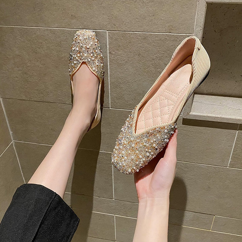 Belifi Square Toe Sequin Shoes