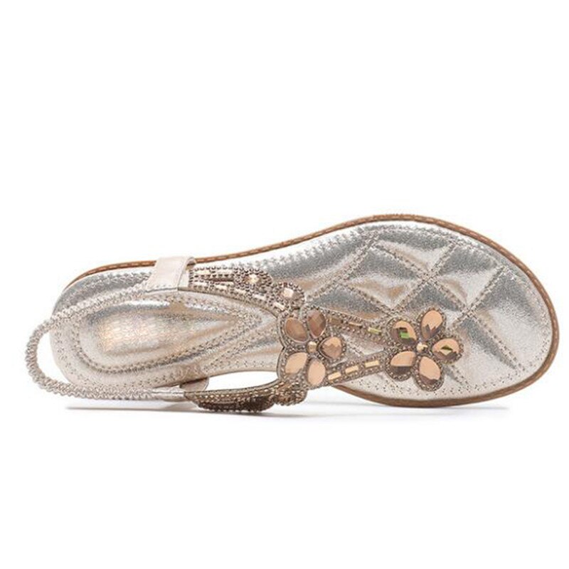 Bohemia Summer Women Rhinestone Hollow out Flat Sandals