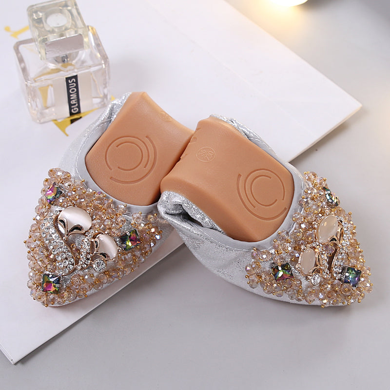 Belifi Rhinestone Flats Casual Comfort Dressy Flats For Wedding Fox Slippers CF306