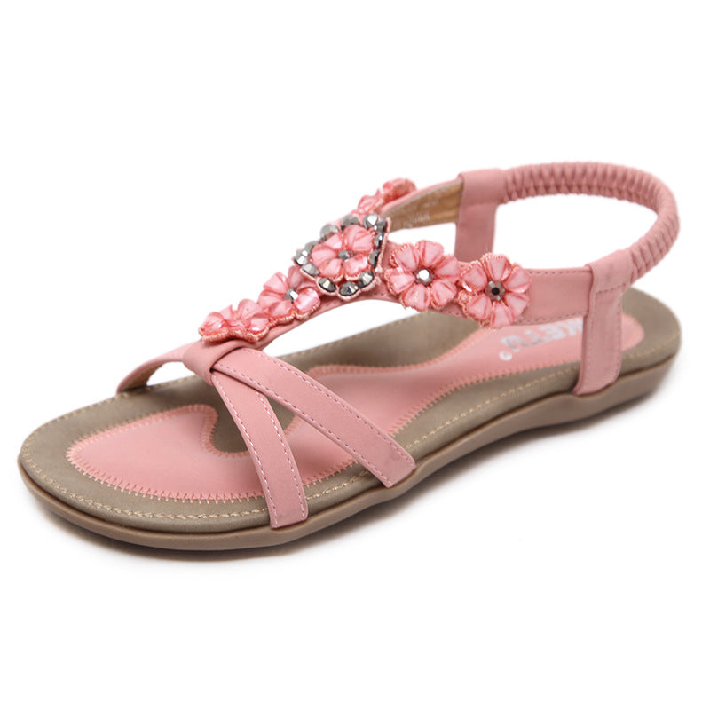 Belifi Flowers Rhinestones Leisure BeachSandals