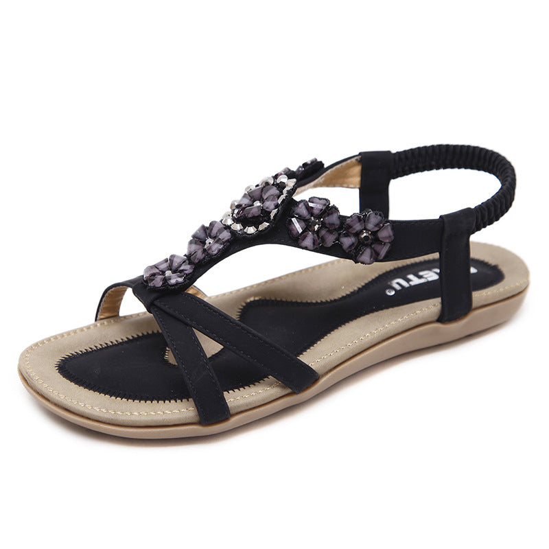 Belifi Flowers Rhinestones Leisure BeachSandals