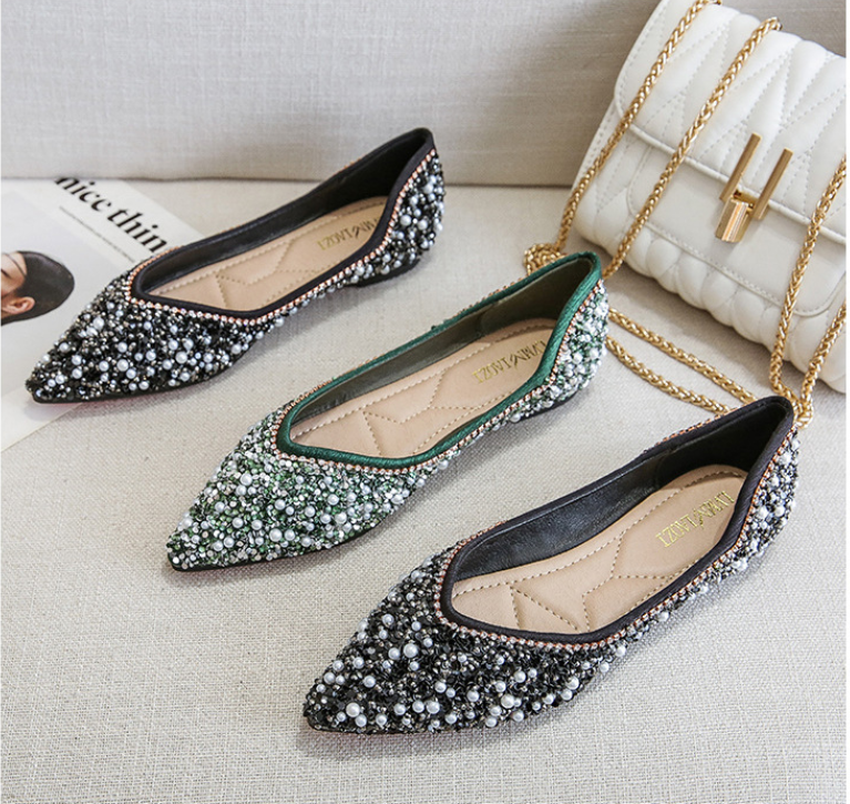 Belifi Rhinestone Flat Bling Diamonds Bridal Shoes