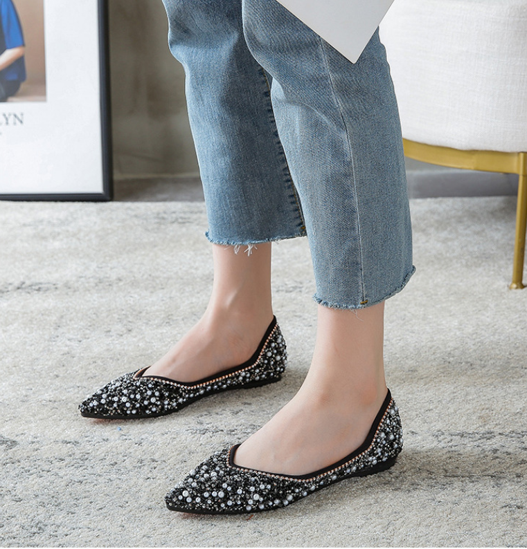 Belifi Rhinestone Flat Bling Diamonds Bridal Shoes