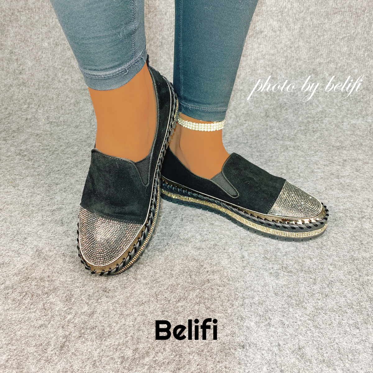 Belifi Platform Versatile Breathable Top Rhinestones Shoes