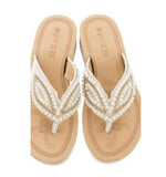 Belifi Rhinestone Eye Personality Pearl Slippers