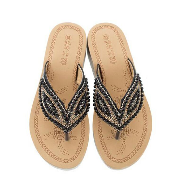 Belifi Rhinestone Eye Personality Pearl Slippers