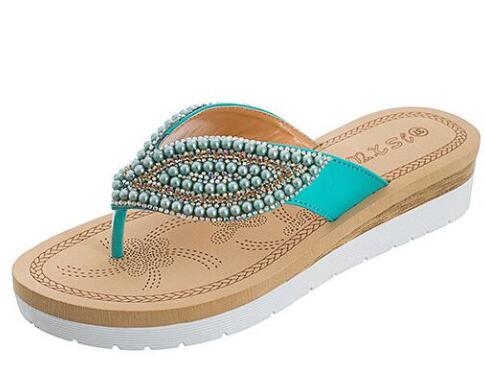 Belifi Rhinestone Eye Personality Pearl Slippers