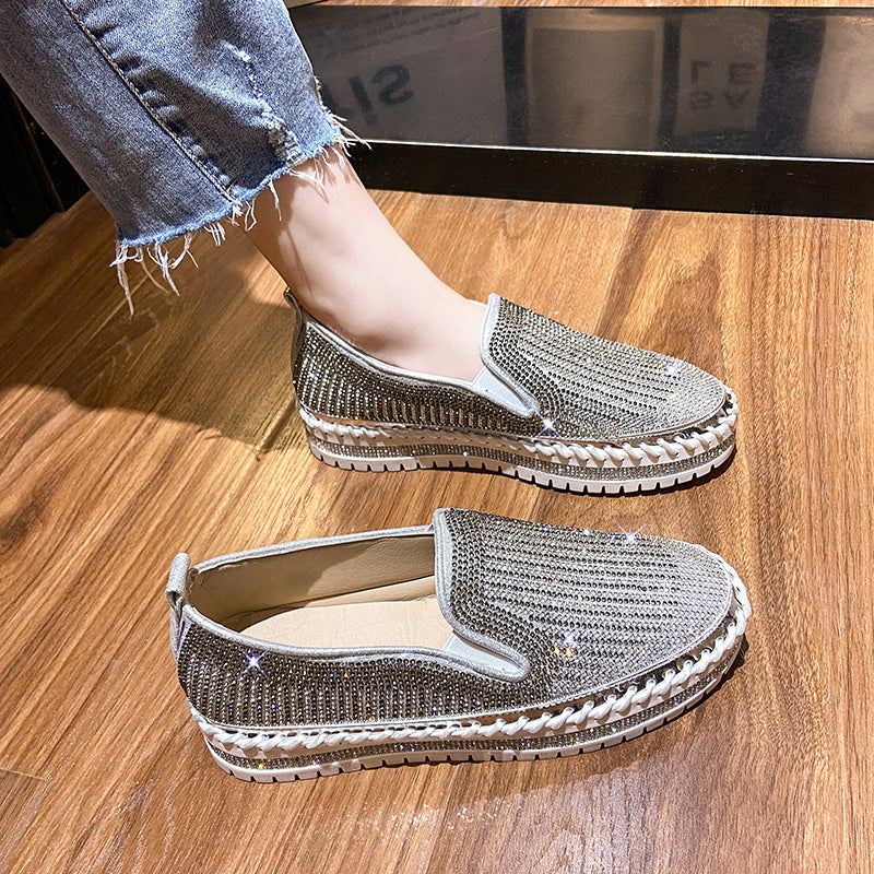 Belifi Starlit Elegance: Rhinestone-Embellished Casual Shoes