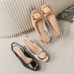 Belifi Gala Elegance: Square Buckle Leather Mules