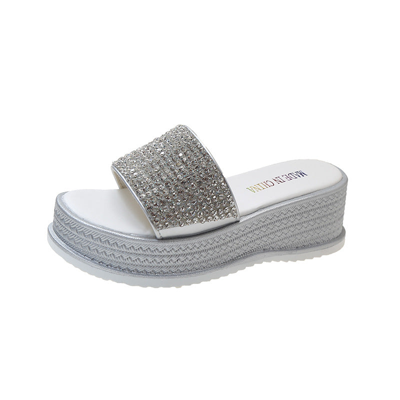 Belifi Thick SoledRhinestone Fashionable Slippers