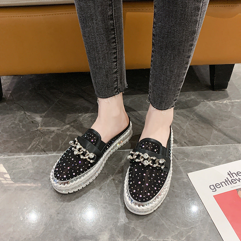 Belifi Rainbow Brilliance: Translucent Rhinestone-Embellished Slide Slippers