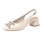 Belifi Crystal Crescents Tied-Heel Leather Flats