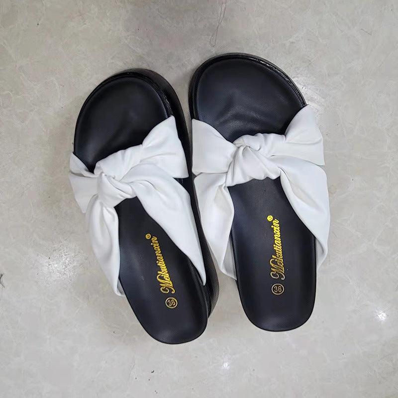 Belifi Bow Knot Platform Comfort Slippers