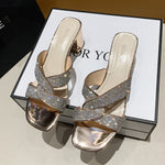 Belifi Fashion High Heeled Rhinestone Slippers