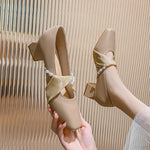 Belifi Elegance Ribbon & Pearl Leather Loafers