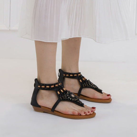 BelifiWedge Rhinestone Roman Sandals