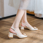 Belifi Gala Elegance: Square Buckle Leather Mules