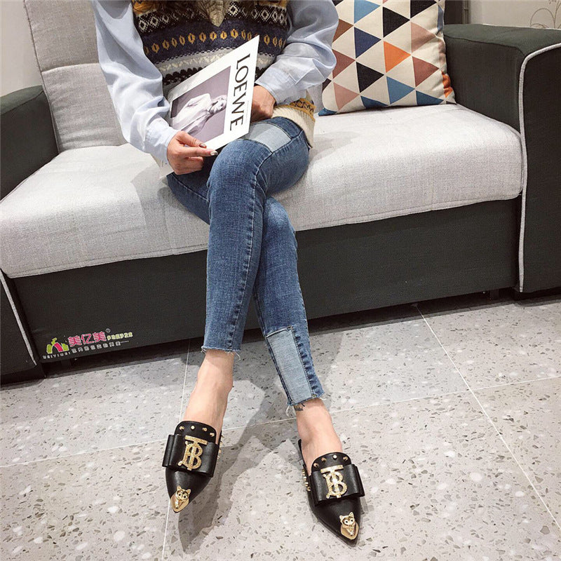 Version Of Rhinestone Flat-bottome Casual Slippers