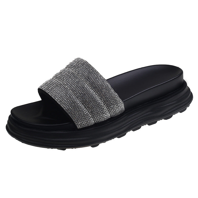 Belifi Fashion Casual Rhinestone Slippers