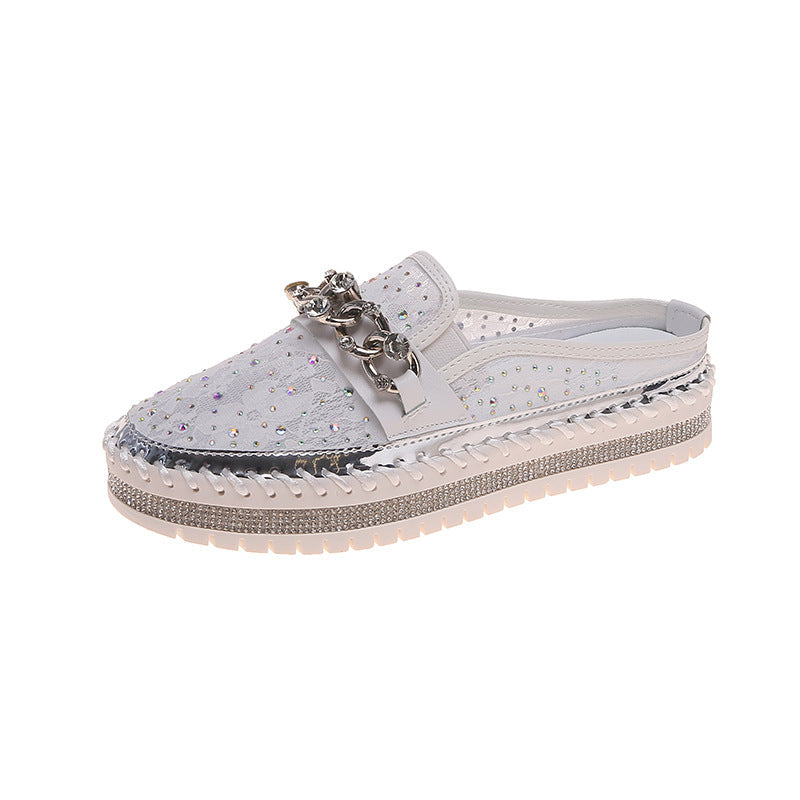 Belifi Rainbow Brilliance: Translucent Rhinestone-Embellished Slide Slippers